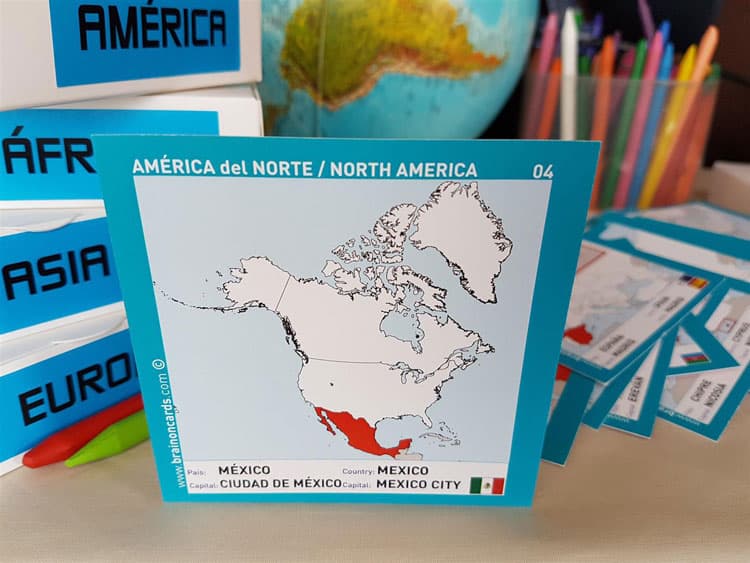 Países y capitales de América. Cartas para estudiar y memorizar ¡aprende jugando! con mapas. México